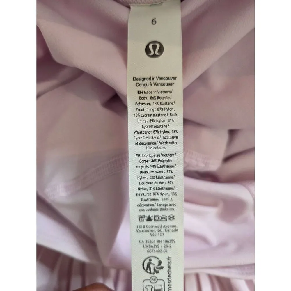 Lululemon RePleat High-Rise Tennis Skirt,  Pink Pearl 6 $88